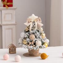 Mini DIY Desktop Christmas Tree with PVC and Lights, Flocked Decorations gray