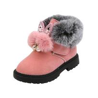 2023 Winter Girls' Princess Snow Boots - Plush, Thickened, Flat Cotton Short-barrel Baby Shoes Sizes 21-25, 5 pairs