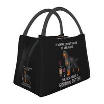 Gordon Setter And Wine Funny Dog Thermal Insulated Lunch Bag Women Pet Puppy Lover Lunch Tote for Work Travel Meal Food Box 28x17x16CM smėlis