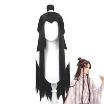 Xie Lian Cosplay Perukas Dangaus Pareigūnų Palaiminimas Cosplay Tian Guan Ci Fu Cosplay Juodi Karščiui Atsparūs Sintetiniai Plaukai Perukai + Peruko Kepuraitė One Size black