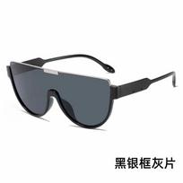 Retro All-In-One Brown Sunglasses Women'S Tide Big Round Face Thin Sunglasses