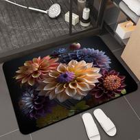 3D Vizualus Trimatės Gėlės Grindų Kilimėlis Buitinis Vonios Kambario Vandens Sugėrimo Neslystantis Kojų Kilimėlis Vonios Kambario Grindų Kilimėlis 50 * 80cm gray