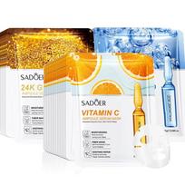 15 vnt. 24K aukso hialurono rūgšties veido kaukė, stangrinanti, drėkinanti, nuo raukšlių, balinanti veido kaukė, odos priežiūros produktai 15PCS orange