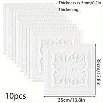 3D Floral Carving Wall Stickers 10PCS 0 2in Thick Self Adhesive Anti Collision Waterproof Moisture Proof Home Decor Easy To Cut Clean139 10pcs