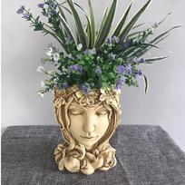 Resin Imitation Figure Plant Succulent Flowerpot Creative Resin Goddess Flower Arrangement Home Decoration Resin Handicraft FYS0410-Yellow