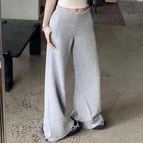 Gray Lazy Style Casual Pants Sports Pants Wide-leg Pants Women's Summer New Low-waist Loose Straight Pants Floor Trousers S