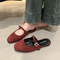 Temperament new lazy bag head half slippers French single shoes 2025 half slippers women's summer wear small fragrant wind load single shoes 35 bordinė