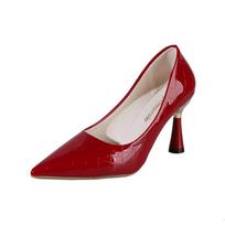 Women Nude Sandals Plaid Classic Casual High Heels  Women Fashion Sexy Toe Thin Heel Wedding Shoes Pumps Women Shoe Plus Size 41 34 raudona