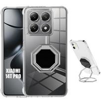 Xiaomi 14T Pro Case - Transparent with Adjustable Silver Stand - EFConnection®