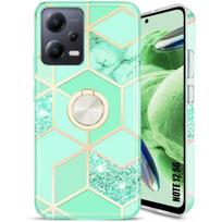 Case - Xiaomi - Redmi Note 12 5G - Shockproof - Turquoise - 360° rotating ring