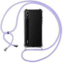 Coque pour Redmi 9A (6.53 ) Souple Anti-Rayure Transparente TPU Protection Renforcé Coins + Bandoulière Violet
