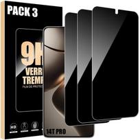 Protecteur d'écran - Xiaomi - 14T Pro - Lot de 3 - Verre trempé - Anti-espion - Noir