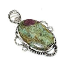 Ruby in Fuchsite Handmade  Ethnic 925 Sterling Silver Pendant 2.36  n6F62