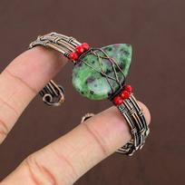 Ruby in Zoisite  Handmade Copper Wire Wrap Cuff Bangle Adjustable Q8I58