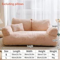 Katės lova prabangi itin minkšta šilta naminių gyvūnų sofa gilaus miego lovos mažiems kačiukams šuniukams nuimama plaunama neslystanti lova sofos M-55X38X18CM šviesios kavos spalvos