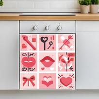 Creative Red Lips Bow Nine Square Kitchen Cabinets Background Beautification Decoration Stickers 34*34CM/fun-f445 107