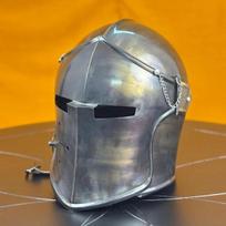 Pilkas Barbuta šalmas Viduramžių riterio šarvai 18G Švelnus plienas LARP Cosplay Kario šalmas Su snapeliu Barbuta Helovino kolekcionieriams gray