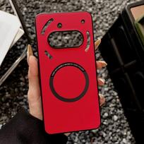 For Nothing Phone 3A Pro Case Luxury PU Leather Wireless Charging Protective Back Cover Phone Case For Nothing Phone 3A 2A Shell For Nothing Phone 3A raudona