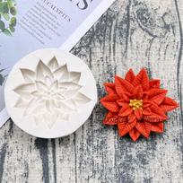 Poinsettia Christmas Flower Silicone Sugarcraft Mold Resin Tools Cupcake Baking Mould Fondant Cake Decorating Tools gray
