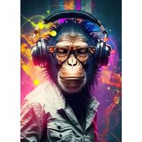 Vibrant Music Graffiti Animal Canvas Wall Art  Cat Gorilla Monkey Poster for Modern Room Decor  Unique Gift 21cm×30cm NoFrame