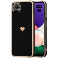 Case - BOOLING - for Samsung Galaxy A22 5G - Shockproof - Liquid Silicone - Golden Love Pattern juoda