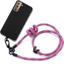 Cord Case for Samsung Galaxy S21+ - S21 Plus Silicone Black Shockproof with Detachable Pink Cord rožinė