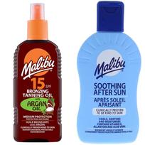 Malibu įdegio aliejus su argano aliejumi SPF15 200ml + balzamas po įdegio 200ml
