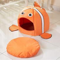 Cats Sleeping Bed  Pet Products Cave Hammock For Basket Nest Small Dogs Accessories Townhouses Lovely Fish Kitten Winter Tent XS 18X18X15CM oranžinė