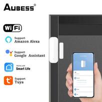 Tuya WiFi išmanus durų jutiklis belaidis magnetinis jutiklis durų langų atidarymo uždarymo detektoriai automatizavimas namų apsauga per Alexa Home gray