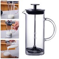 Manual Milk Frother Glass Milk Foamer Coffee Pot Glass Mesh French Press Coffee Maker Frother Jug Mixer Creamer Kitchen Tools- for glass milk foamer HR03-0004-white gray