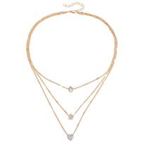 Simple Multi-Layer Pentagram Love Water Drop Pendant Retro Necklace Collarbone Chain Women auksas