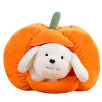 Cute Dog Cat Into Pumpkin Nest Soft Stuffed Pillow Sofa Decor Children Birthday Gift Anime Plush Toys Halloween Creative Doll about 23cm