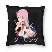 Zero Two Cute Art Anime Manga Cushion Cover 45x45cm Home Decorative 3D Printing Darling In The Franxx Throw Pillow Case for Sofa 30x30cm