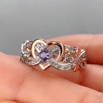 Kūrybingi moteriški širdies žiedai su romantišku rožių gėlių dizainu Vestuvių sužadėtuvių meilės žiedai Karštas išpardavimas estetiniai papuošalai 6