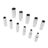 11 Pieces Extended Sockets 14 Inch Hex Socket Chrome Vanadium Steel 6 Point Deep Socket Set 4?14MM