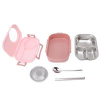 1450 ml „Bento Lunch Box“ nerūdijančio plieno skyriaus terminis „Bento Box“ dviejų sluoksnių „Bento“ konteineris L(for 6.5-9kg) rožinė