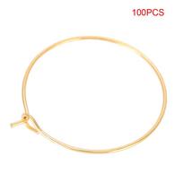 100 Pcs Steel Circle Earring Loops Wine Glass Hoop Ring Jewelry Findings (Gold, 35 * 30mm)