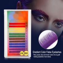 Rainbow Colorful False Eyelash Extension Gradient Color Fake Eye Lashes Individual 10mm