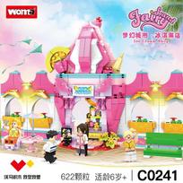 Building Block Princess Dream City Street View Seaside Holiday House Small Particle Girl Play House Xiaohongshu See below for details