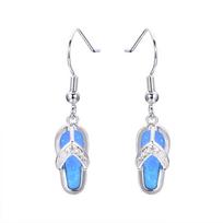 White Flip Flops with Micro Inlaid Zircon Earrings Featuring A Female Personality and European and American Style white