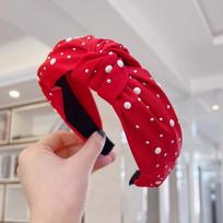 PROLY New Fashion Women Headband Shining Pearls Rhinestone Hairband Center Knot Casual Headwear Girls Hair Accessories