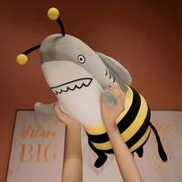 35cm Funny Funny Shark Bee Combined With Stuffed Toy Throw Pillow Doll Boy Girl Birthday Gift Surprise Gift Decoration Soft 35cm