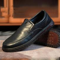 Men's leather surface breathable one-pedal foot cover business casual leather shoes first layer soft leather soft sole father shoes 39 juoda