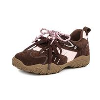 V6 leather thick-soled heightening casual velvet German training board shoes women's new 2025 autumn and winter 35 tamsiai ruda spalva