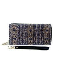Generation bohemian wood grain long zipper wallet clutch bag change bag