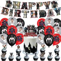 32pcs Skibidi Toilet Theme Party Supplies Includes Banner Cake Toppers Balloons black