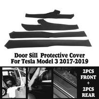 4x For 2017-19 Tesla Model 3 Car Leather Front Rear Door Sill Protective Cover