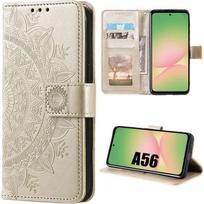 Dėklas Samsung Galaxy A56 5G - BOOLING - Atsparus smūgiams - Sintetinė oda - Mandalos raštas - Auksinis auksas