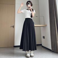 Women's High Waist Yamamoto Style Midi Skirt - Summer Lightweight, Drapey & Extra Long (2024) Elastic Waist Skirt Medium [110-130 lbs] juoda