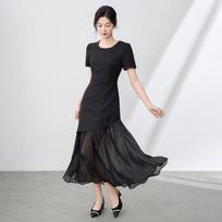 Romantic Chinese-Inspired Beaded Butterfly Jacquard Dress with Irregular Hemline – Women's Summer Collection Small juoda